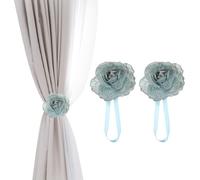 PATIKIL Flower Magnetic Curtain Tiebacks, 1 Paire No Drill Decorative Drapery Curtain Holdbacks Rope Holder pour Home Office Cafe Balcony Decor, Blue