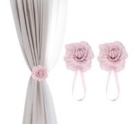 PATIKIL Flower Magnetic Curtain Tiebacks, 1 Paire No Drill Decorative Drapery Curtain Holdbacks Rope Holder pour Home Office Cafe Balcony Decor, Pink