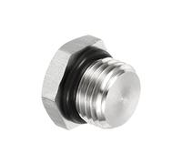 PATIKIL G1/4 Mâle Bouchon, 1 Paquet Imperméable Antipoussière 304 Inox Acier Filetage Hex Tête Prise Solide Tube Raccord avec Scellage Caoutchouc Anneau