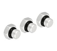 PATIKIL G1/8 Mâle Filetage Hex Tête Tube Bouchon, 3 Paquet Aluminium Écrou Capuchons Prise Tuyau Raccord Adaptateur Connecteur pour Eau Carburant Gaz Tube, Argent