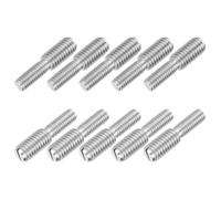 PATIKIL Goujon Fileté Double Extrémité M6x15 à M8x15, 30mm Long, 10 Pcs Tête Fendue Boulons en Acier Inoxydable 304 avec Adaptateur Réducteur de Filetage pour Fixations de Meubles