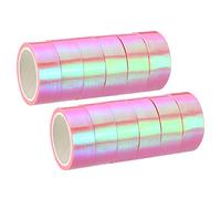 PATIKIL Holographique Ruban 15mm x 5m, 12 Rouleau Autoadhésif Métallique Feuille Masking Autocollant pour Bricolage Art Artisanat Enveloppe Décoration, Rose