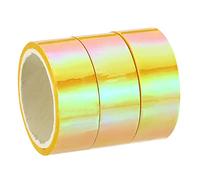 PATIKIL Holographique Ruban 15mm x 5m, 3 Rouleau Autoadhésif Métallique Feuille Masking Autocollant pour Bricolage Art Artisanat Enveloppe Décoration, Jaune