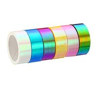 PATIKIL Holographique Ruban Ensemble 15mm x 5m, 6 Rouleau Autoadhésif Métallique Feuille Masking Autocollant pour Bricolage Art Artisanat Enveloppe Décoration, Assorties Couleurs