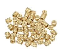 PATIKIL Insert Filetés 1/4"-20x8x8mm, 50 Pcs Insert Femelle Filetés En Laiton À Chauffage Écrous Moletés Pour Composants En Plastique Et Impression 3D, Or