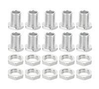 PATIKIL Kit de Boulons et Écrous Hexagonaux M10X15mm, 10 Ensembles de Vis Creuses à Filetage Fin Assorties, Vis à Tête Hexagonale par Trou, Fixations de Lustre