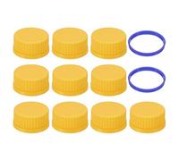 PATIKIL Lot de 10 bouchons à vis GL45, couvercle en polypropylène de 45 mm, bouchon à vis fileté pour bouteilles GL45 en verre, jaune
