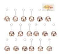 PATIKIL Lot de 18 porte-cartes de table disco de 5,1 cm avec clip pour décoration de menu, mariage, fête d'anniversaire, or rose