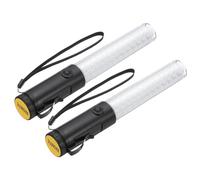 PATIKIL Lot de 2 Baton Lumineux bâtons de signalisation routière blanc. | de 11 pouces, lampe torche LED pour contrôle du trafic aérien, avec 3 modes clignotement clip latéral et dragonne