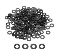 PATIKIL Lot de 200 rondelles plates M5 en nylon - 5 mm x DI x 10 mm x 1 mm d'épaisseur - Rondelles d'étanchéité rondes en plastique pour boulons, vis, tuyaux, tuyaux d'eau, noir
