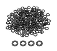 PATIKIL Lot de 200 rondelles plates M6 en nylon - 6 mm x 12 mm x 1,5 mm d'épaisseur - Rondelles d'étanchéité rondes en plastique pour boulons, vis, tuyaux, tuyaux d'eau, noir