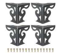 PATIKIL Lot De 4 3 inch Pieds De Meuble Évidés Noir | Canapé Modernes Métal Triangulaire Remplacer Armoire Commode Table Chaise Pouf Bibliothèque Garde-Robe