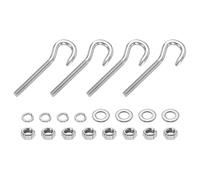 PATIKIL Lot de 4 boulons à crochet M5, 10,9 cm en acier inoxydable avec double écrous et rondelle plate à ressort pour intérieur et extérieur