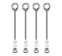 PATIKIL M3 x 50mm Boulon À Œil À Épaulement, 4 Pcs 304 Acier Inoxydable Anneau De Levage Boulon À Œil Fileté Avec Écrous À Collerette Ressorts Et Rondelles Plates Pour Accrochage Sangles