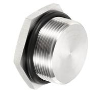 PATIKIL M32x1.5 Mâle Bouchon, 1 Paquet Imperméable Antipoussière 304 Inox Acier Filetage Hex Tête Prise Solide Tube Raccord avec Scellage Caoutchouc Anneau