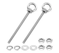 PATIKIL M6 x 100mm Anneau De Levage À Œil, 2 Pcs 304 Acier Inoxydable Ensemble D'Anneau De Levage Fileté Avec Épaulement Écrous Plats Rondelles Pour Suspension Hamacs Articles, Argent