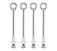 PATIKIL M6 x 100mm Boulon À Oeil À Épaulement, 4 Pcs 304 Acier Inoxydable Anneau De Levage Boulon À Oeil Fileté Avec Écrous À Collerette Ressorts Et Rondelles Plates Sangles