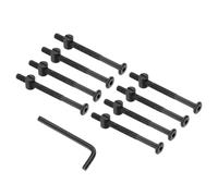 PATIKIL M6 x 80mm Boulons Pour Lits Superposés, 8 Pack Vis À Tête Hexagonale Boulons Écrous Assortiment Avec 1Pcs Clé Pour Meubles Lit, Noir