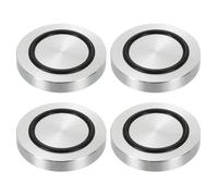 PATIKIL M8 Filetage 50mm / 2" Diamètre 8mm Épais Adaptateur de Haut en Verre à Disque Cercle en Aluminium 4Pcs Quincaillerie de Plaque de Protection de Pieds avec Anneau en Caoutchouc