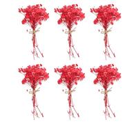 PATIKIL Mini Bouquet de Fleurs Séchées, 6 Pcs Gypsophile Naturelle avec Tige Décoration Florale Boho Plante Fleur pour l'Artisanat DIY Photo Props Cadeau Décoration de Mariage, Rouge