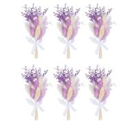 PATIKIL Mini Bouquet De Fleurs Séchées, 6 Pcs Pampas Herbe Naturelle Fleurs Sauvages avec Tige ornementation Souffle De Plante Florale Boho pour Artisanat DIY Accessoires, Violet