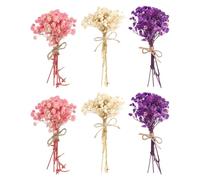 PATIKIL Mini Bouquet Fleurs Séchées, 6 Pcs Gypsophile Naturelle avec Tige Décoration Boho Plante Florale pour l'Artisanat DIY Accessoires Photo Cadeau Mariage, Rose/Violet/Rose Blanc
