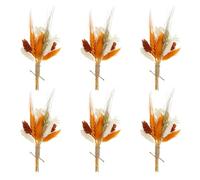 PATIKIL Mini Bouquet Fleurs Séchées, 6 Pcs Herbe Pampa Naturelle Fleur avec Tige Décoration Gypsophile Boho Plante Florale pour Loisirs Créatifs DIY Cadeau Mariage, Orange