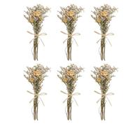 PATIKIL Mini Bouquet Fleurs Séchées, 6 Pcs Rose Naturelle Fleur avec Tige Décoration Gypsophile Boho Plante Florale pour Loisirs Créatifs DIY Accessoires Cadeau Mariage, Crème