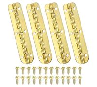 PATIKIL Mini Charnière de Piano 65 x 12.5mm, 4 Pcs Mini Charnières de Boîte à Bijoux à 90 Degrés avec Vis pour Boîtes à Bijoux en Bois, Doré