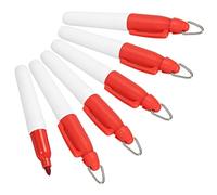 PATIKIL Mini Marqueurs Permanents, Lot de 6 Stylos Marqueurs pour Balles de Golf avec Clip Porte-Clés pour Bureau, Réunions et Activités en Plein Air, Rouge