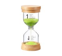 PATIKIL Minuteur À Sable 1 Minute Sablier en Verre Haut De Gamme Vert | Avec Support En Bois Pour Salon Cuisine Bureau Maison Restaurant Décoration