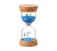 PATIKIL Minuteur De Sable 1 Minute, Sablier en Verre avec Base en Bois pour Salon Cuisine Bureau Maison Restaurant Décoration, Bleu