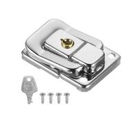 PATIKIL Moraillon de Verrouillage de Valise 1,6" x 1,10", 1Pcs Loquet à Bascule en Fer Avec Clés/Vis pour Boîte à Bijoux, Boîte à Outils en Bois, Argenté