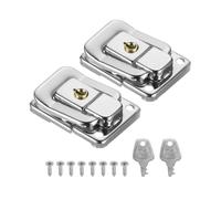 PATIKIL Moraillon de Verrouillage de Valise 1,6" x 1,10", 2Pcs Loquet à Bascule en Fer Avec Clés/Vis pour Boîte à Bijoux, Boîte à Outils en Bois, Argenté
