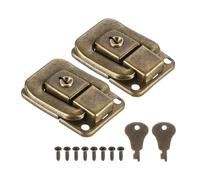 PATIKIL Moraillon de Verrouillage de Valise 1,6" x 1,10", 2Pcs Loquet à Bascule en Fer Avec Clés/Vis pour Boîte à Bijoux, Boîte à Outils en Bois, Bronze