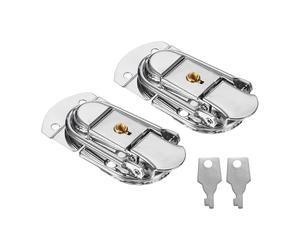PATIKIL Moraillon de Verrouillage de Valise 2,64" x 1,34", 2Pcs Loquet à Bascule en Métal Avec Clé pour Boîte à Bijoux, Caisse en Bois, Boîte à Outils, Porte-Documents, Bagages, Argenté
