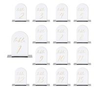 PATIKIL Numéros de Table Mariage 1-15, 15x10cm Support Plaque de Numéro de Table Acryliques pour Marque Place Mariage Fête Anniversaire Réceptions Événements, Fond Spéculaire Texte Doré