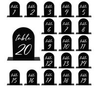 PATIKIL Numéros de Table Mariage 1-20, 15x10cm Support Plaque de Numéro de Table Acryliques pour Marque Place Mariage Fête Anniversaire Réceptions Événements, Fond Noir Texte Blanc