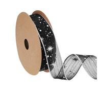 PATIKIL Organza Star Ribbon Wired, 1 Inch Wide 20 Yards Christmas Tree Print Sheer Glitter Ribbon Pour Gift Wrapping Garland Bouquet Ornaments Party Decorations, Black