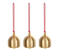 PATIKIL Petit Lot de Cloches Suspendues, 3 Pièces de Cloches Chinoises Feng Shui Porte-Bonheur Carillon Éolien pour la Décoration de la Maison, Fenêtre, Jardin, Doré-Rouge