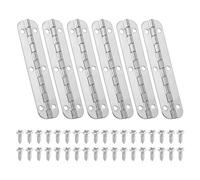 PATIKIL Petite Charnière Piano 2.6" x 0.6", Lot de 6 Mini Charnières de Boîte à Bijoux à 180 Degrés avec Vis pour Boîtes à Bijoux en Bois, Argent