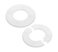 PATIKIL Plaque d'Écussons Auto-Adhésive Ronde 2.52"/64mm, 2pcs Couverture Murale en ABS pour Tuyau d'Eau, Cache Mitigeur Douche Boucles Rosace Robinet Chauffage Plomberie, Blanc