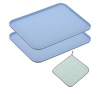 PATIKIL Plateaux de Service pour Fast-Food de 12X9 Pouces, 2 Pièces Plateaux de Service Réutilisables pour Restaurant Chiffons de Nettoyage Inclus, en PP de Petite Taille, Bleu