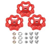 PATIKIL Poignée de Robinet Extérieur Trou de Tige Carrée 7x7mm, Poignées de Robinet de Roue Ronde en Abs de Remplacement Poignée de Robinet d'Eau avec Vis et Entretoises, Rouge, 3 Pièces