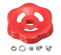 PATIKIL Poignée de Robinet Extérieur, Trou de Tige Carrée de 7x7mm, Poignée de Robinet en Fonte Ronde de Rechange avec Vis et Entretoise, Rouge