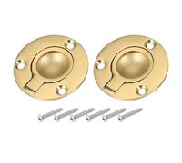 PATIKIL Poignées À Anneau Encastrées 2" 2 Pcs Acier Inoxydable 316 Doré | Rond, Poignée De Porte Encastrée, Verrou De Trappe De Bateau, Avec Vis, Pour Meubles De Yacht Marin