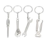 PATIKIL Porte-Clés Mini Outils à Main, Lot de 4 Clés à Molette en Métal pour Bricolage, Pendentif Créatif pour Tournevis, Marteau rgent