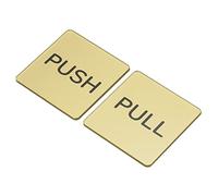 PATIKIL Pousser Tirer Porte Enseigne, 2 Paquet Autoadhésif Carré Acrylique Portail Autocollant Paroi Marqueur pour Bureau Magasin Boutique, Doré