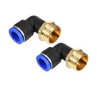 PATIKIL Raccord à pousser 1/2", 2 Pack PT Mâle Fileté Connecteur 90 Degrés Connecteur Coude et Droit 12mm Raccord de Tube d'Air Combinaison Pneumatique, Adaptateur de Connexion, Bleu