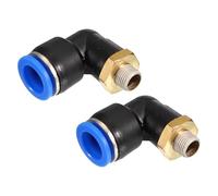 PATIKIL Raccord à pousser 1/8", 2 Pack PT Mâle Fileté Connecteur 90 Degrés Connecteur Coude et Droit 12mm Raccord de Tube d'Air Combinaison Pneumatique, Adaptateur de Connexion, Bleu